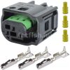 TE MQS 3 pin connector black-green